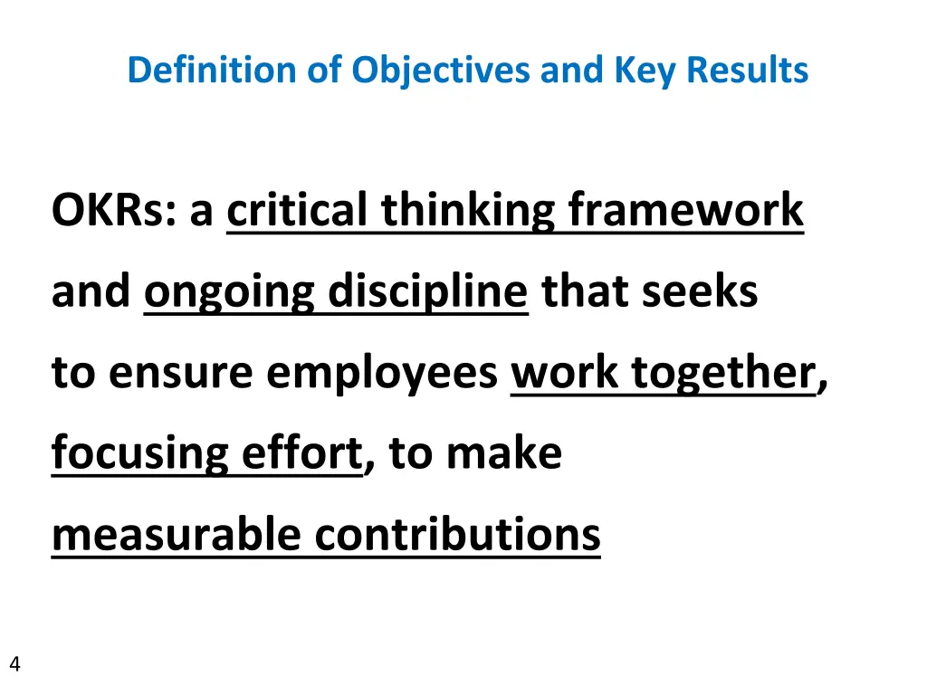 definition of objectives and key results