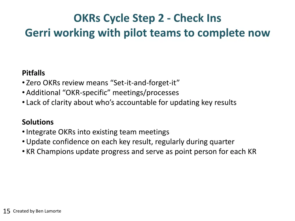 okrs cycle step 2 check ins gerri working with