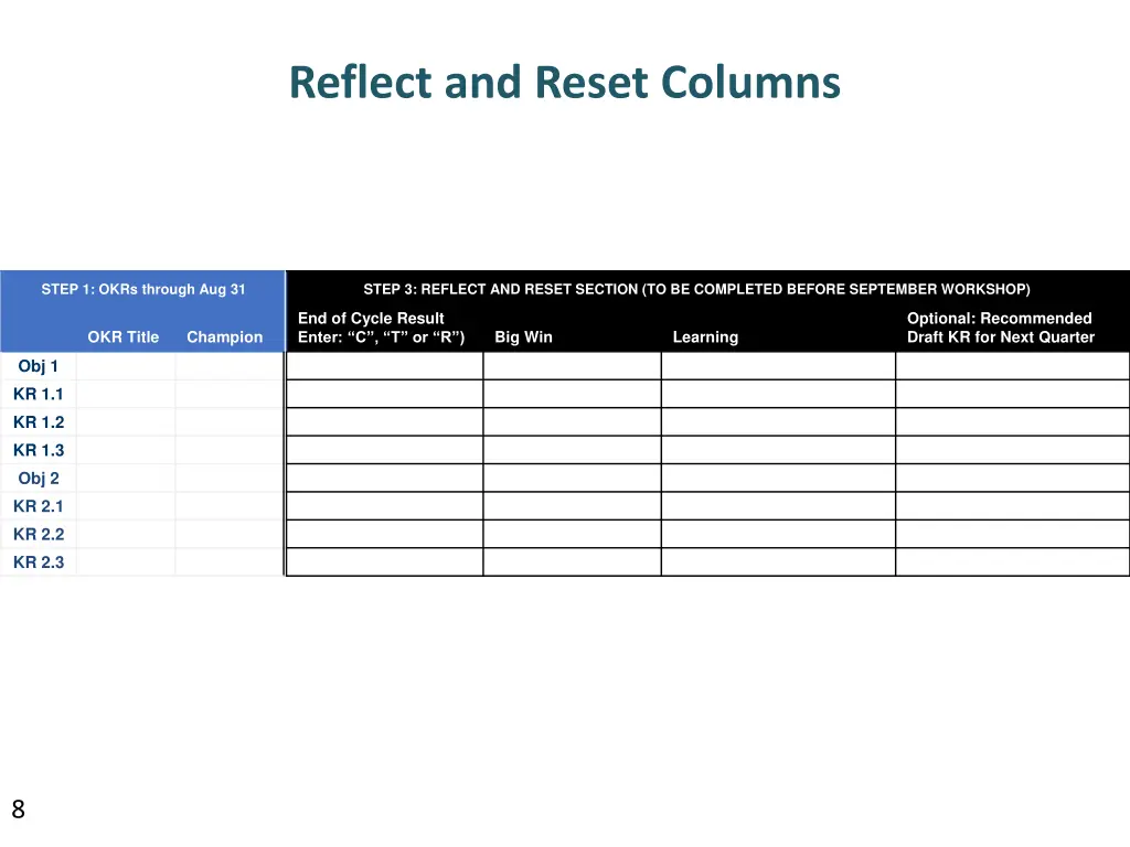 reflect and reset columns