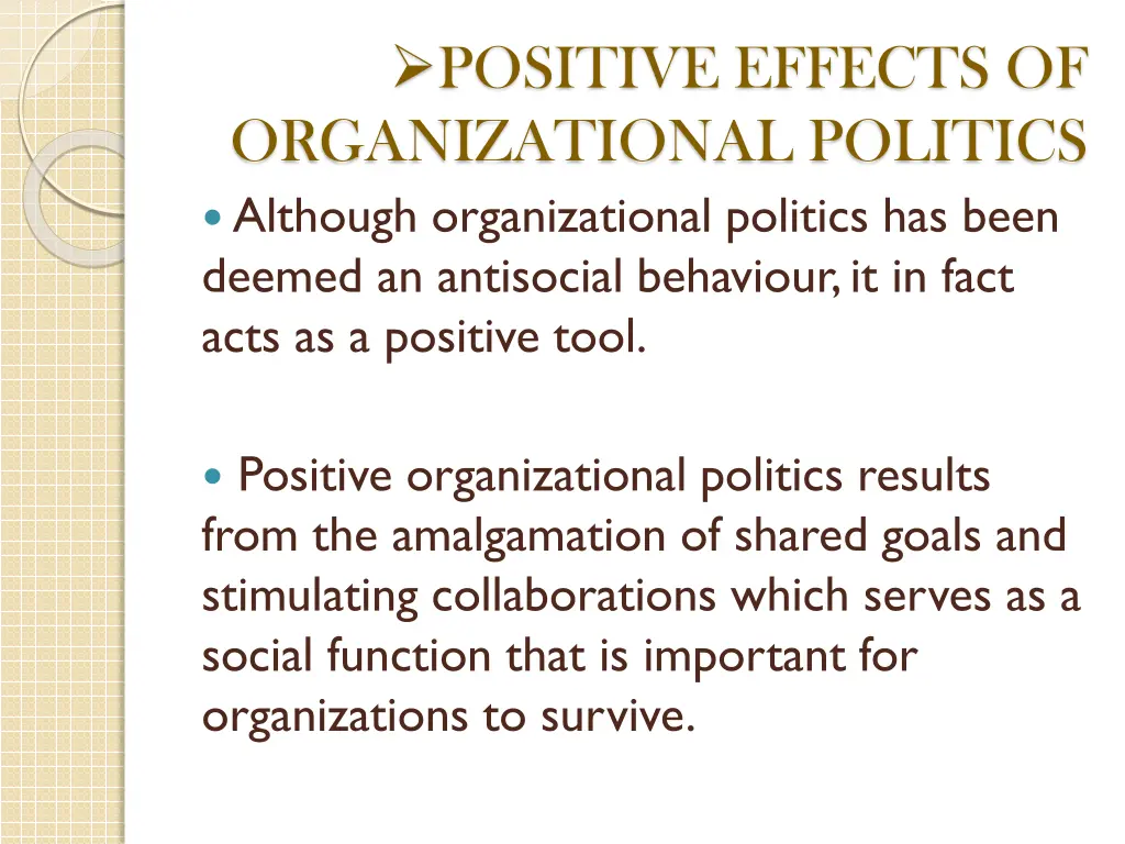 positive effects of organizational politics