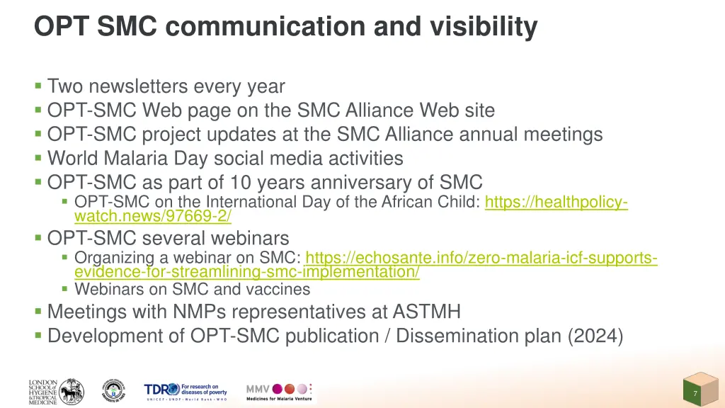 opt smc communication and visibility