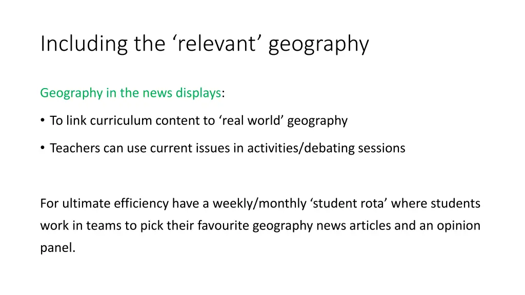 including the relevant geography