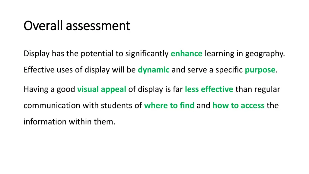 overall assessment overall assessment