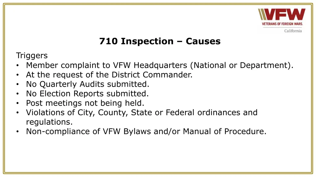 710 inspection causes