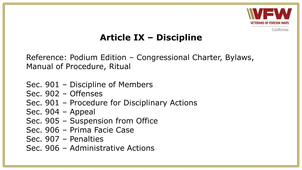 article ix discipline