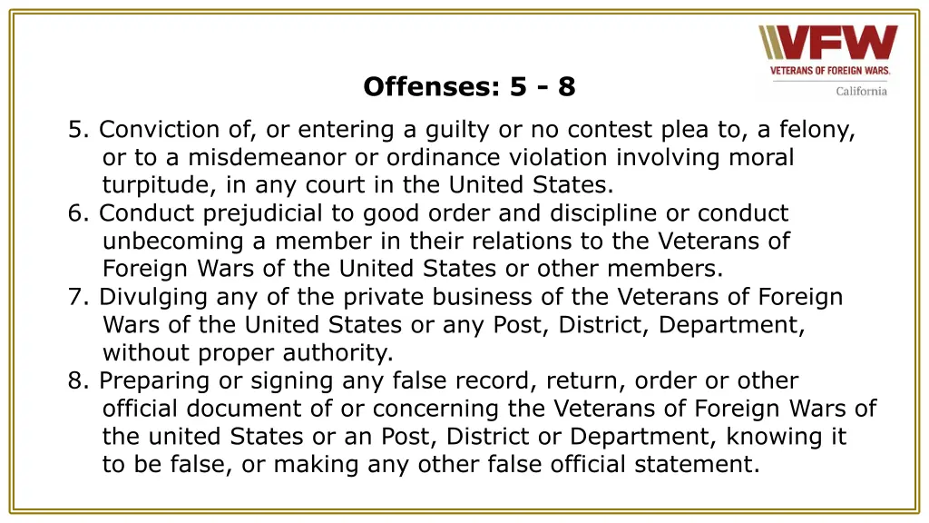 offenses 5 8