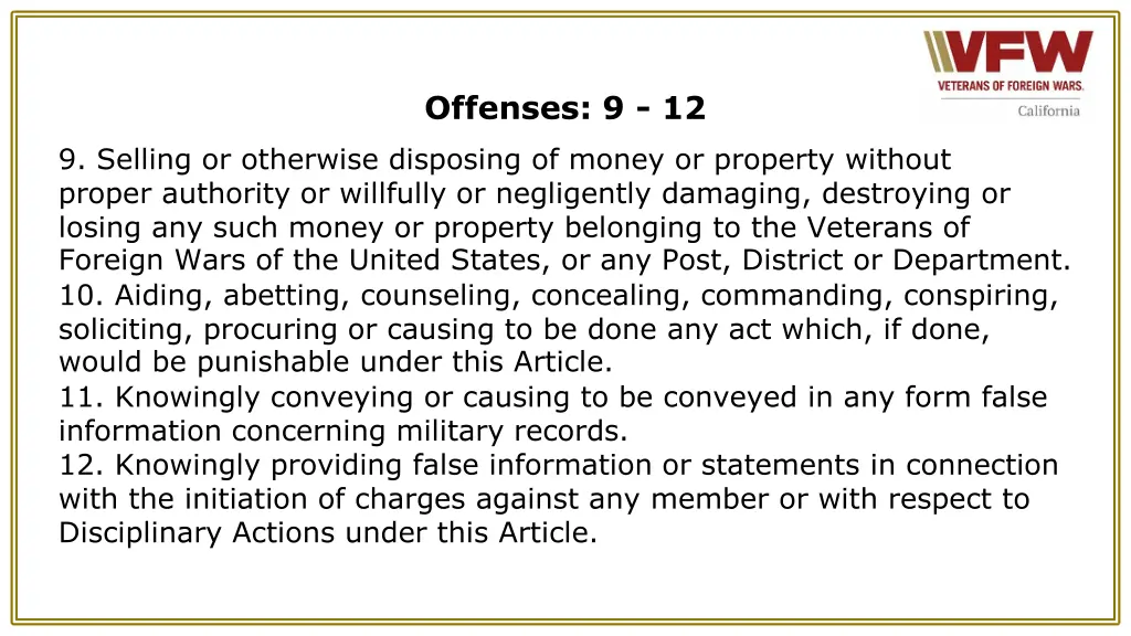 offenses 9 12