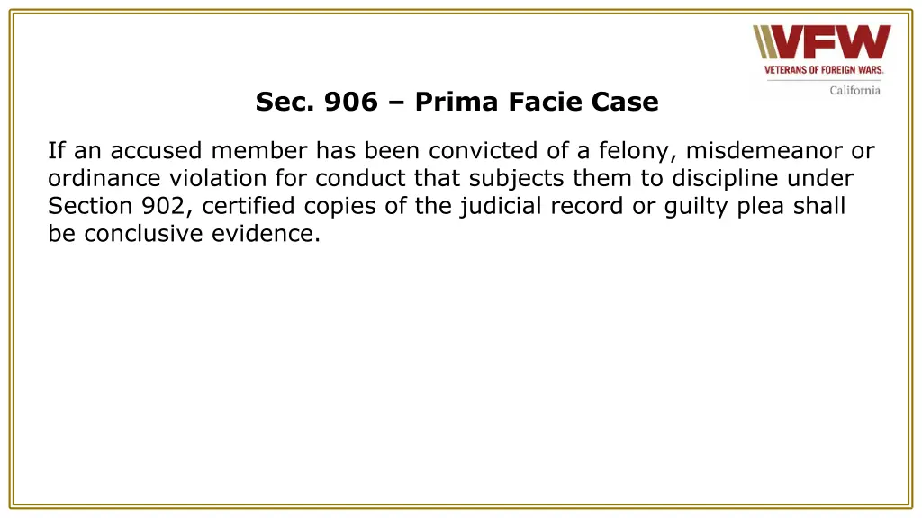 sec 906 prima facie case