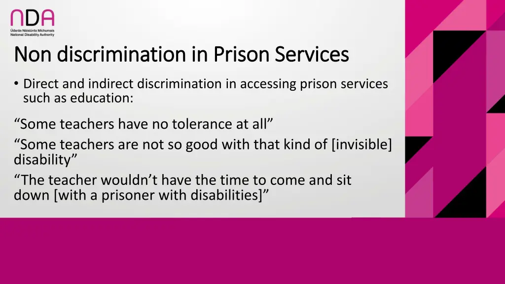 non discrimination in prison services