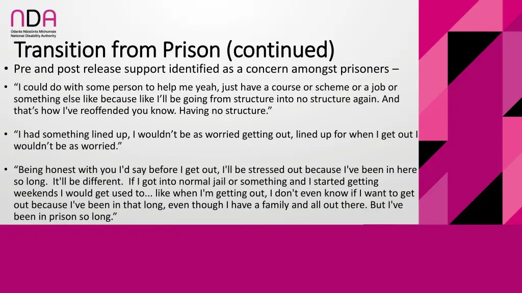 transition from prison continued transition from