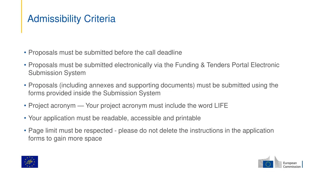 admissibility criteria