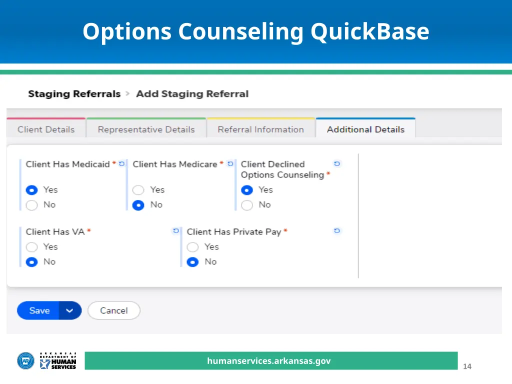 options counseling quickbase 11