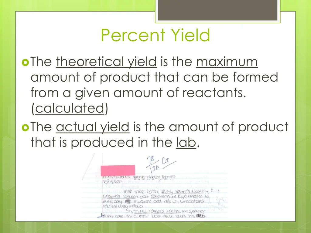 percent yield