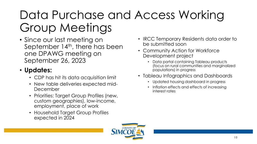 data purchase and access working group meetings