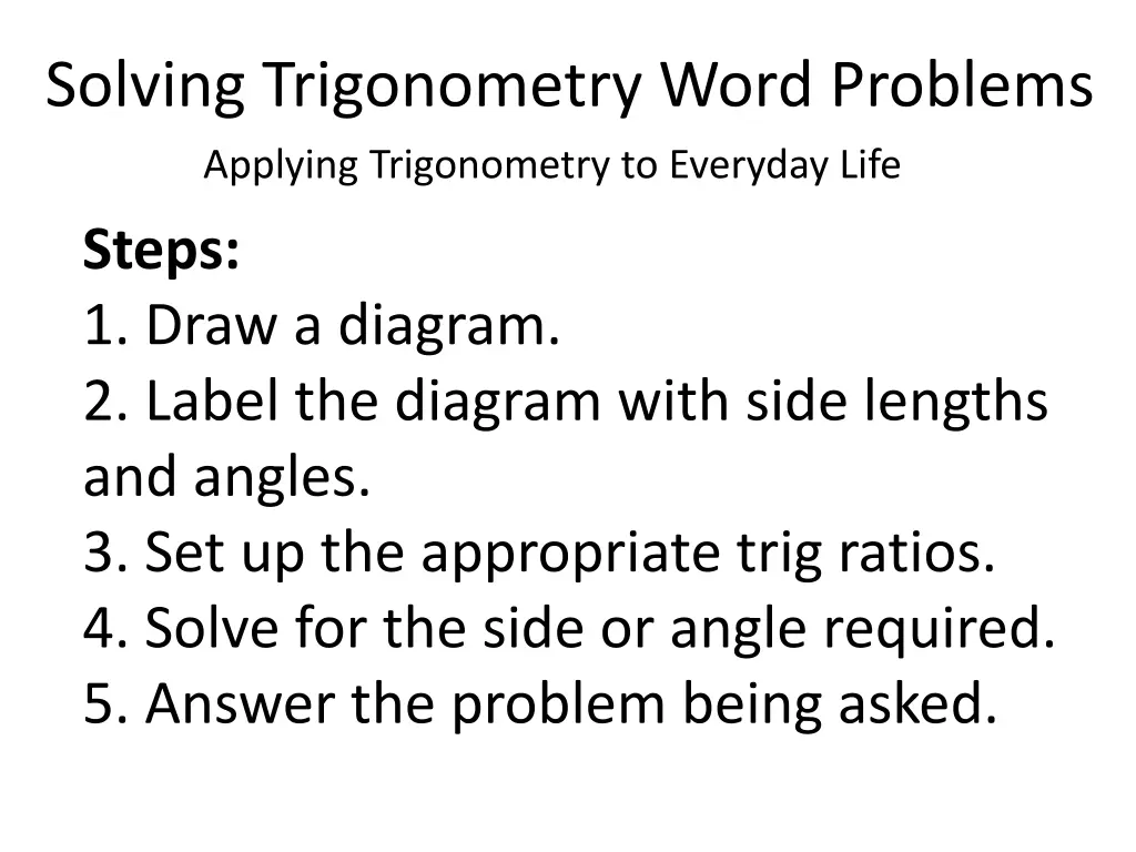 solving trigonometry word problems applying 1