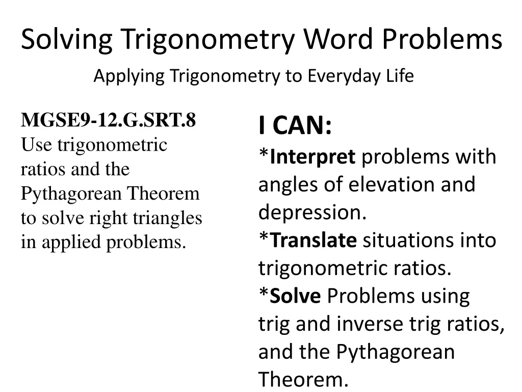 solving trigonometry word problems applying