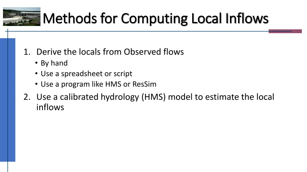 methods for computing local inflows methods