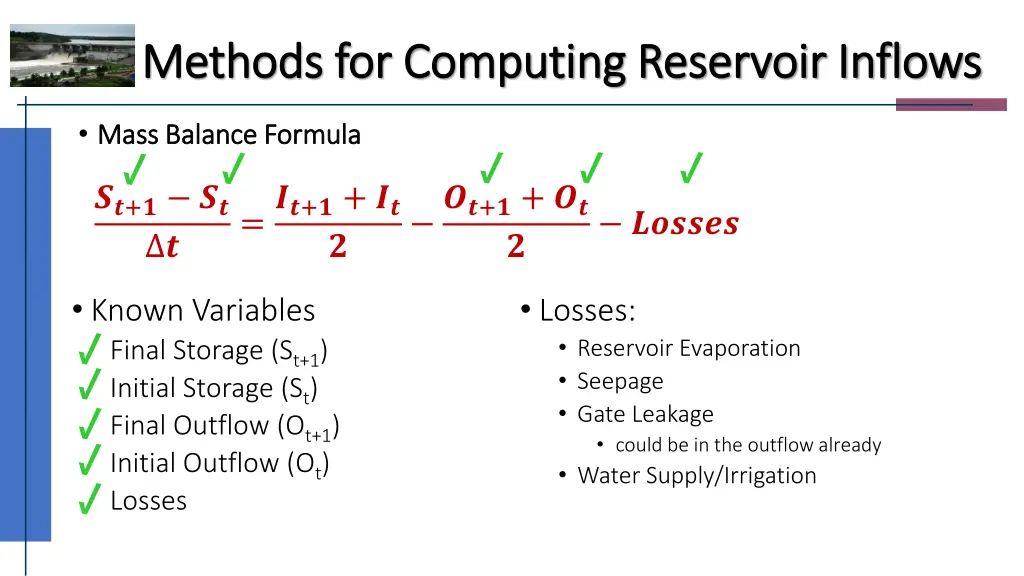 methods for computing reservoir inflows methods 1