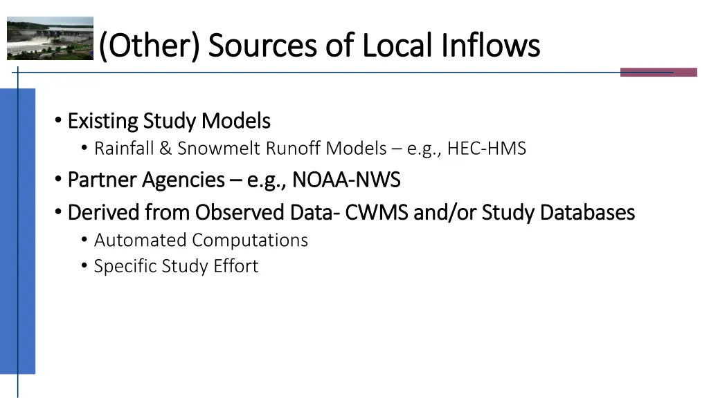 other sources of local inflows other sources