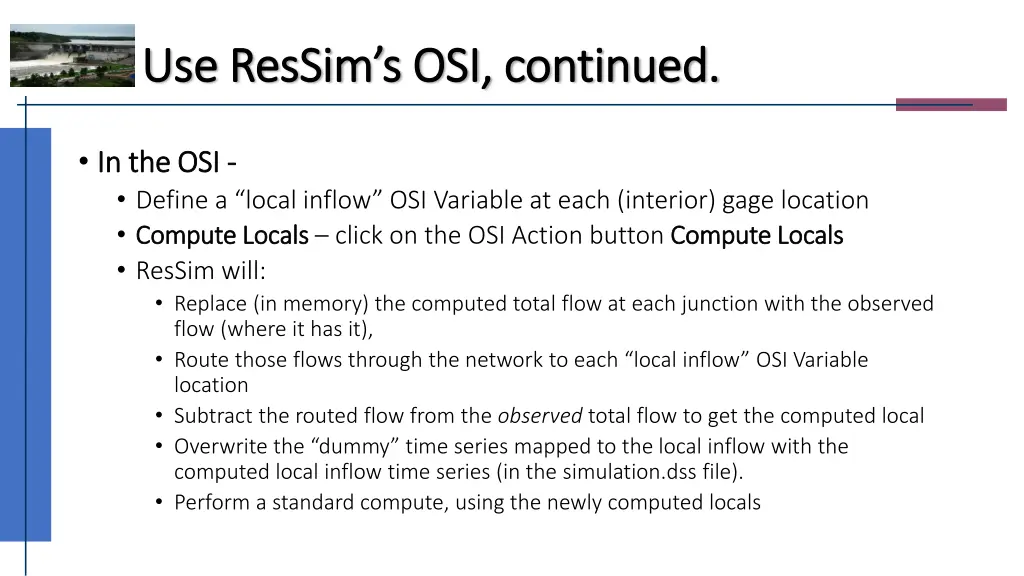 use ressim s osi continued use ressim