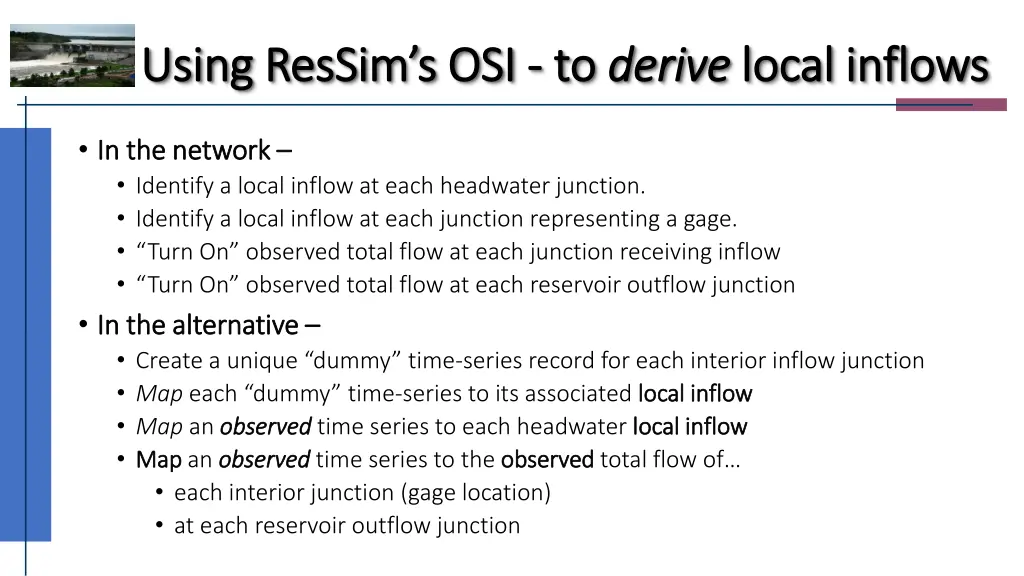 using ressim s osi using ressim s osi to