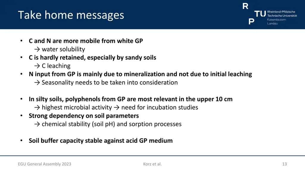 take home messages