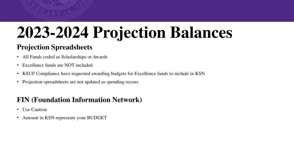 2023 2024 projection balances projection