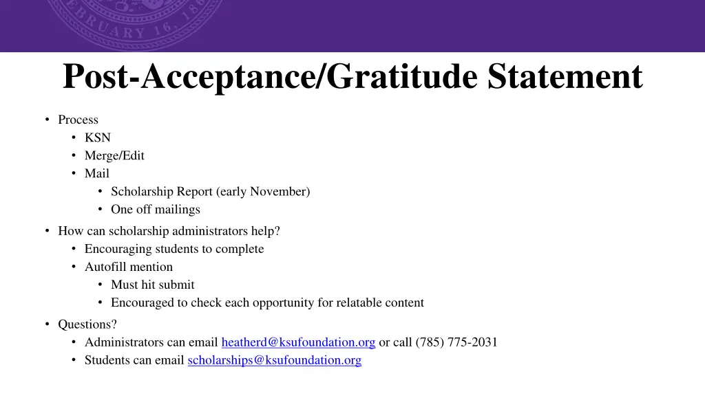 post acceptance gratitude statement