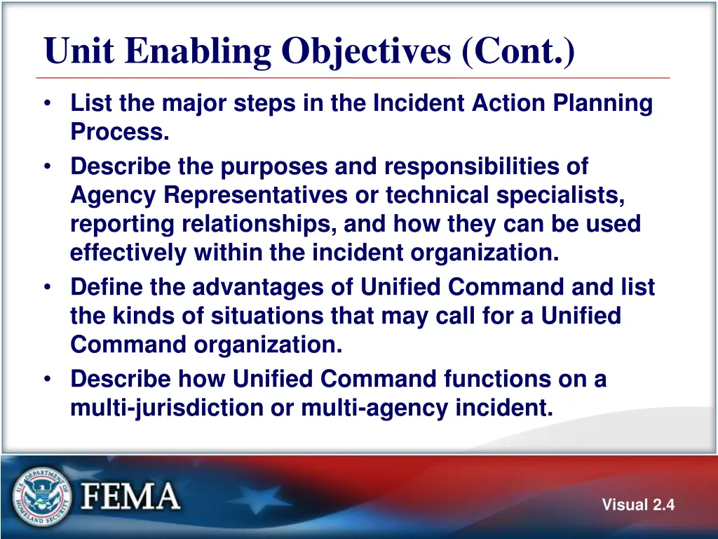 unit enabling objectives cont