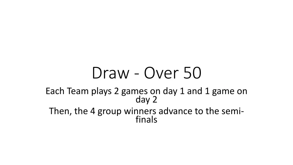 draw over 50 each team plays 2 games