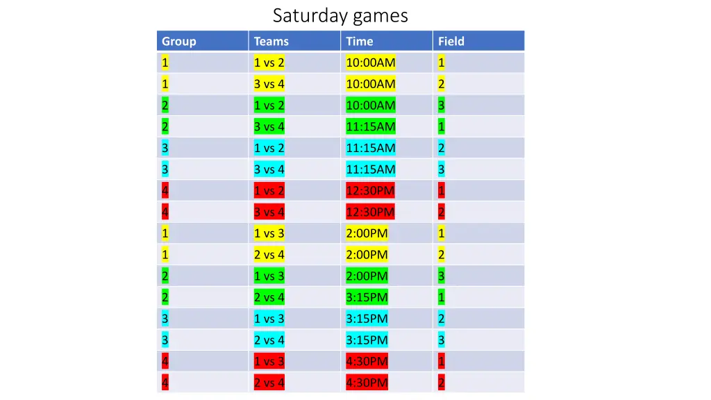 saturday games