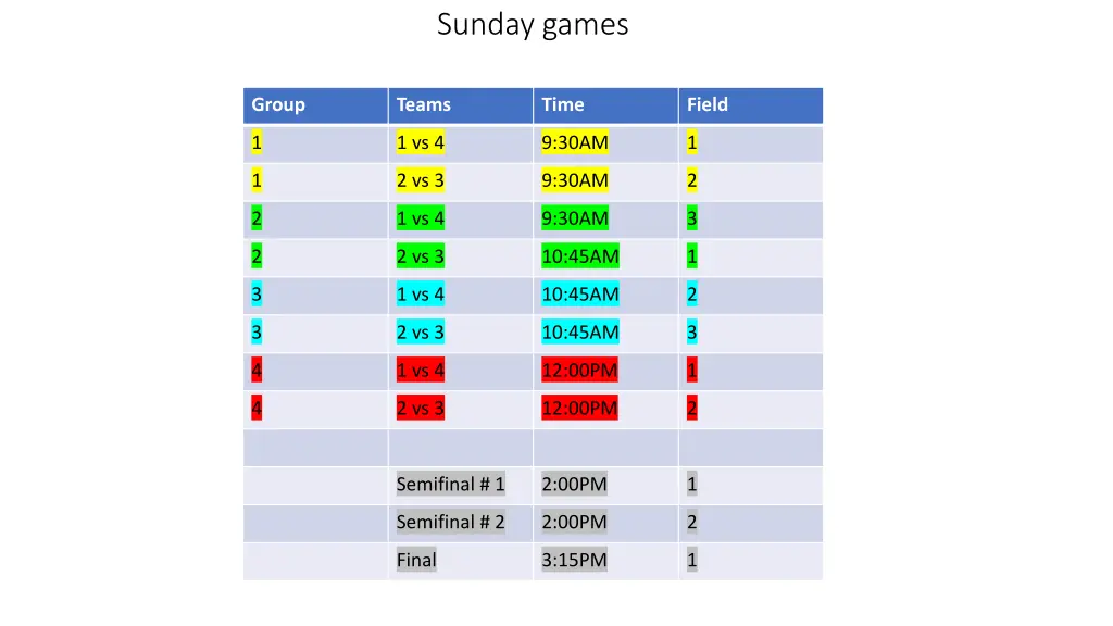 sunday games