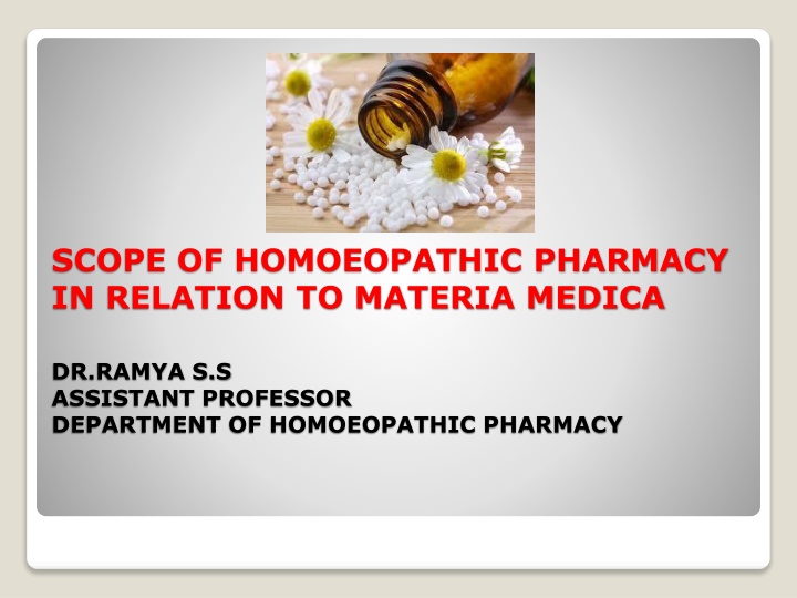 scope of homoeopathic pharmacy in relation