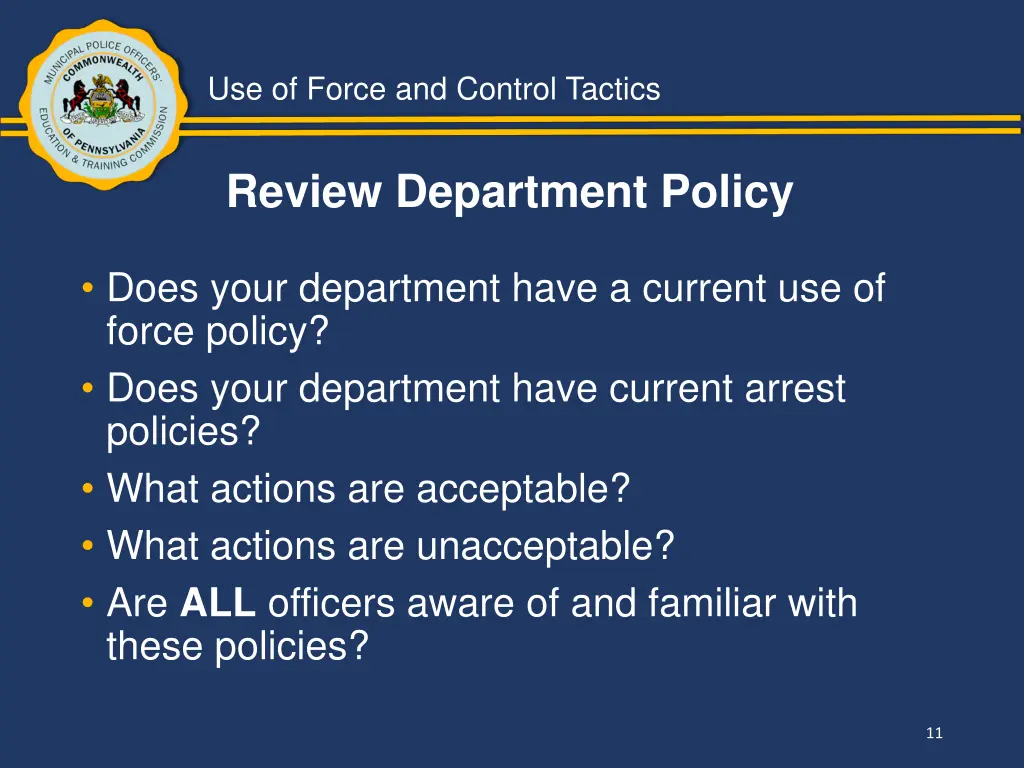 use of force and control tactics 9