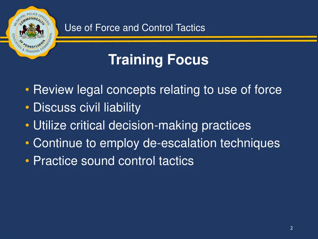 use of force and control tactics