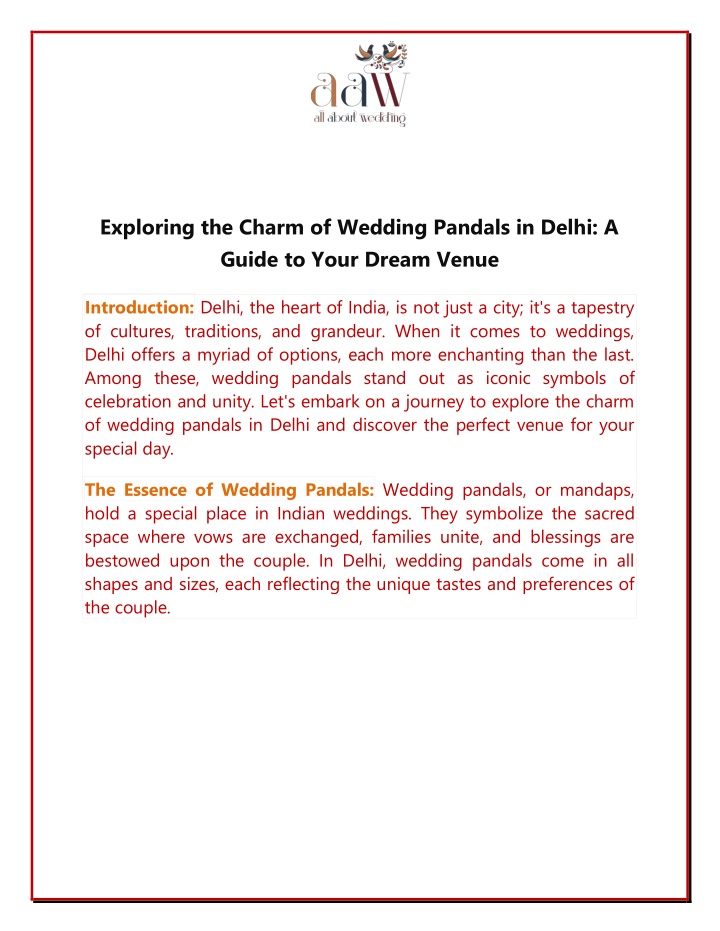 exploring the charm of wedding pandals in delhi