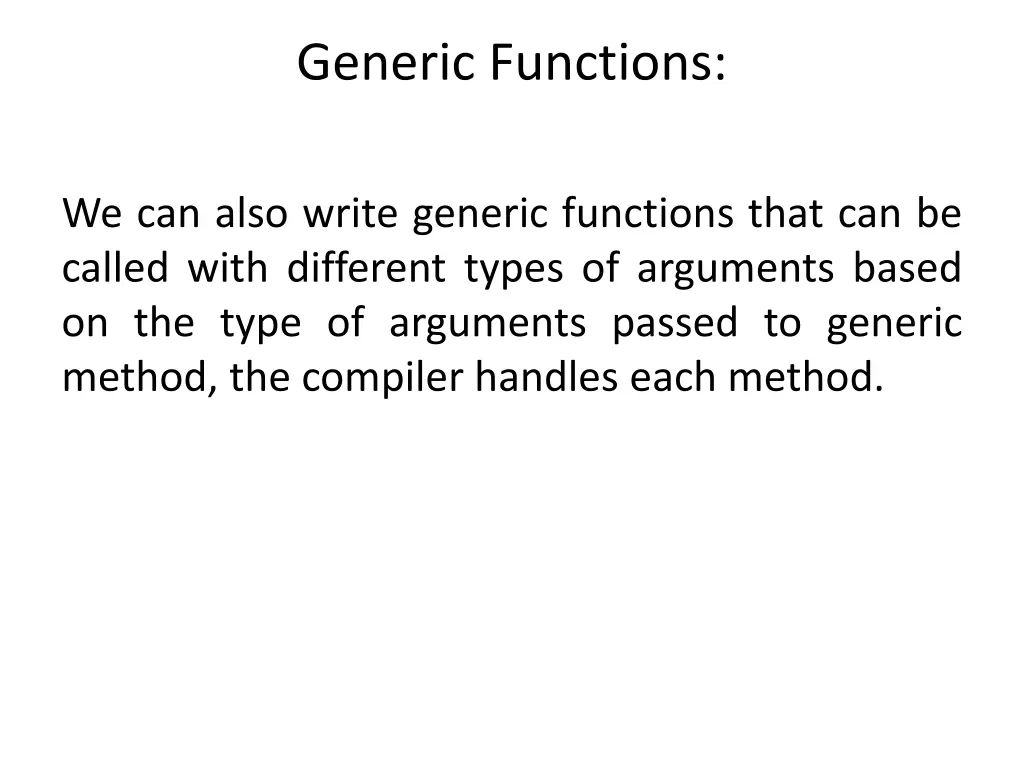 generic functions