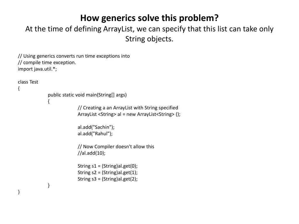 how generics solve this problem at the time