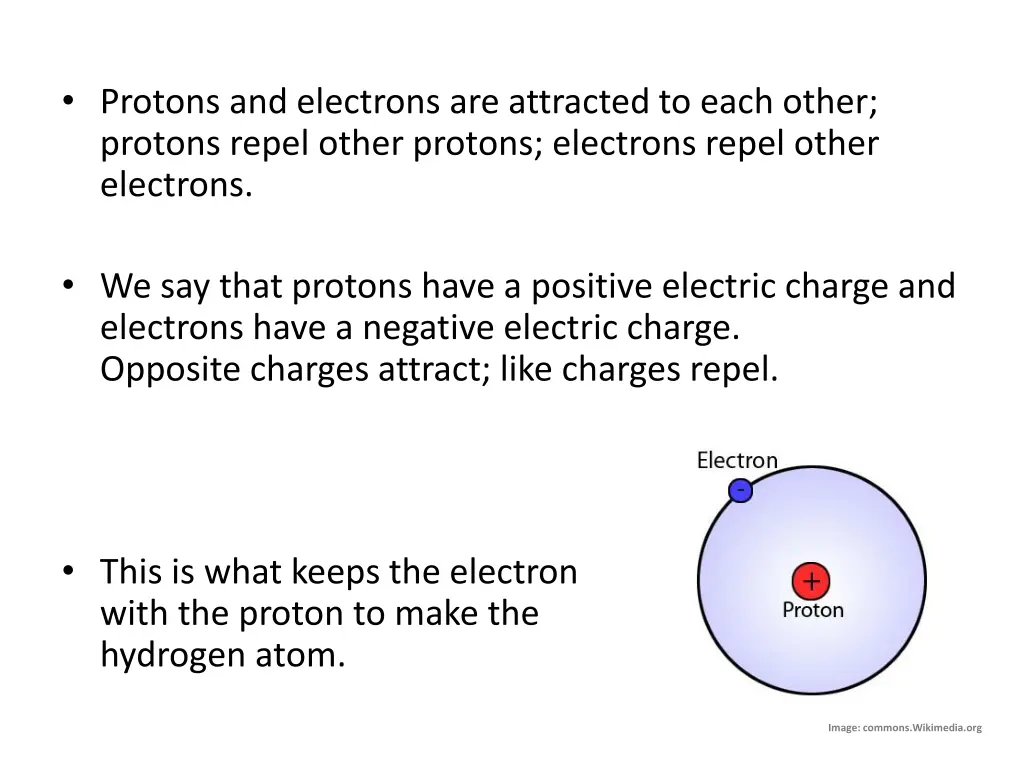 protons and electrons are attracted to each other