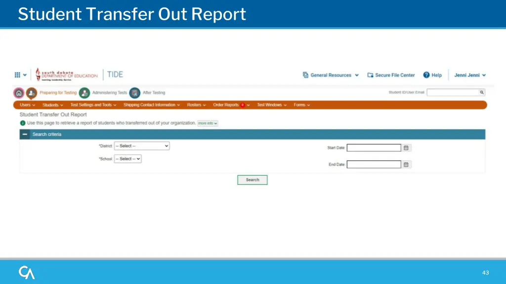 student transfer out report