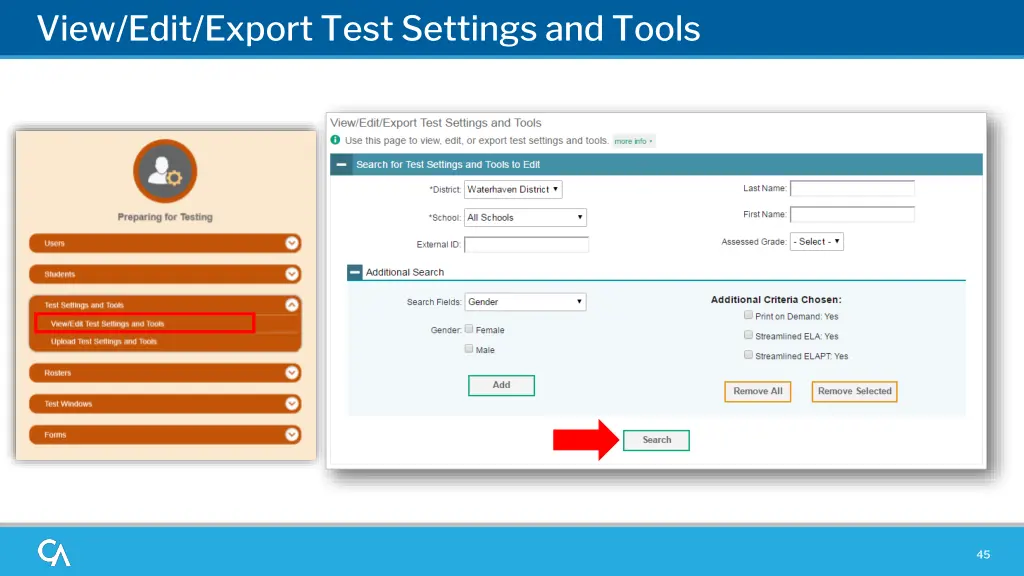view edit export test settings and tools