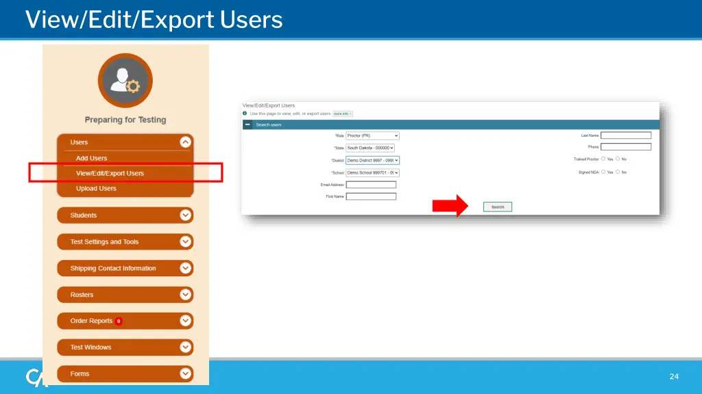 view edit export users