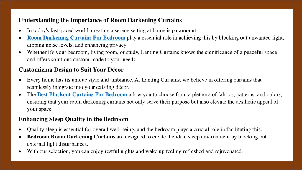 understanding the importance of room darkening