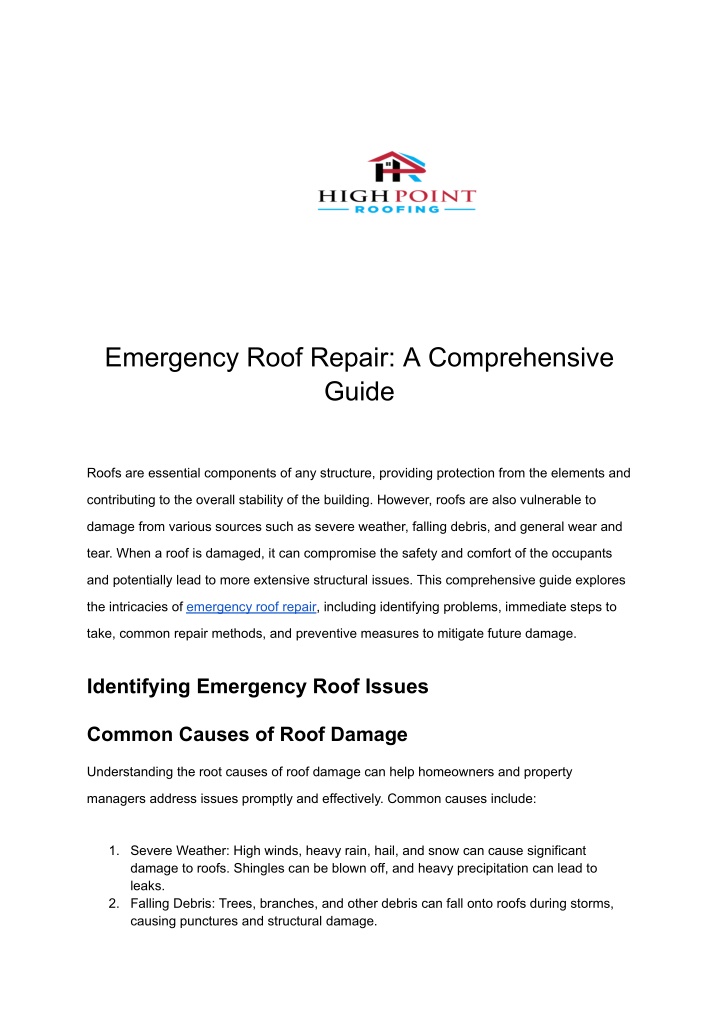 emergency roof repair a comprehensive guide