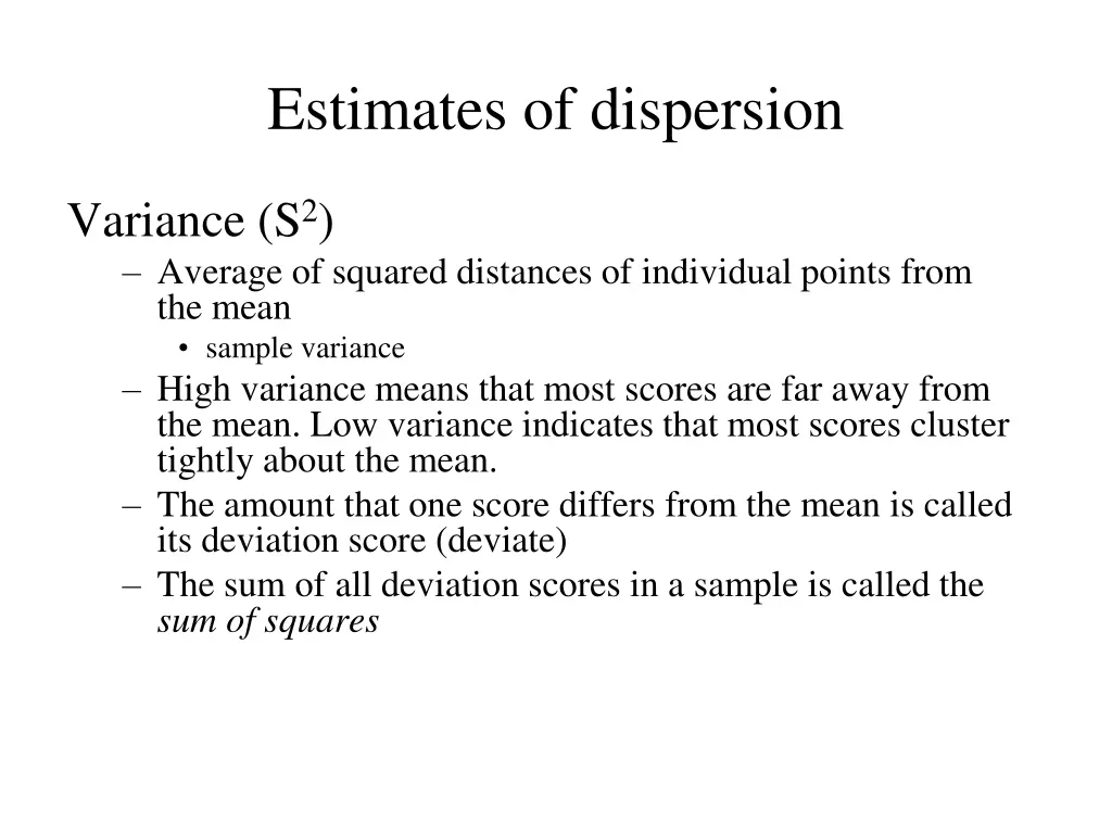 estimates of dispersion 1