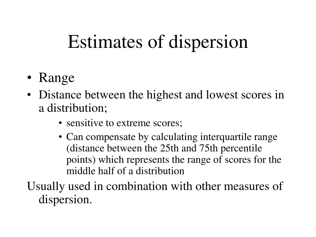 estimates of dispersion