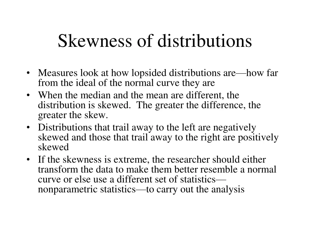 skewness of distributions