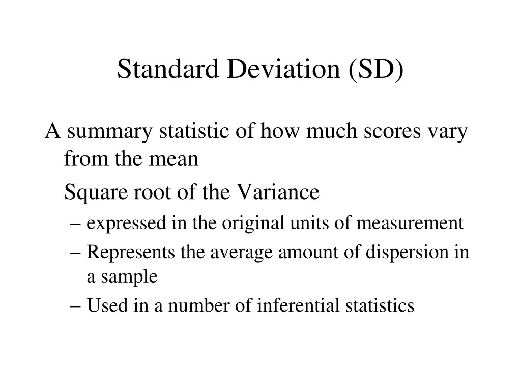 standard deviation sd