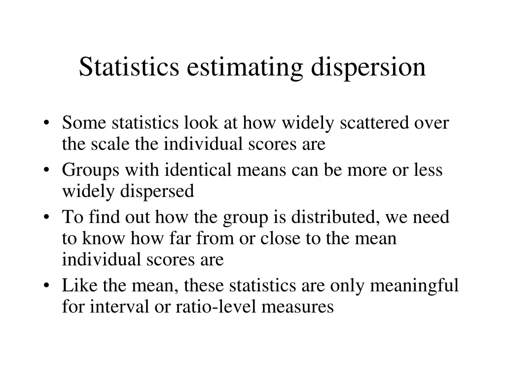 statistics estimating dispersion