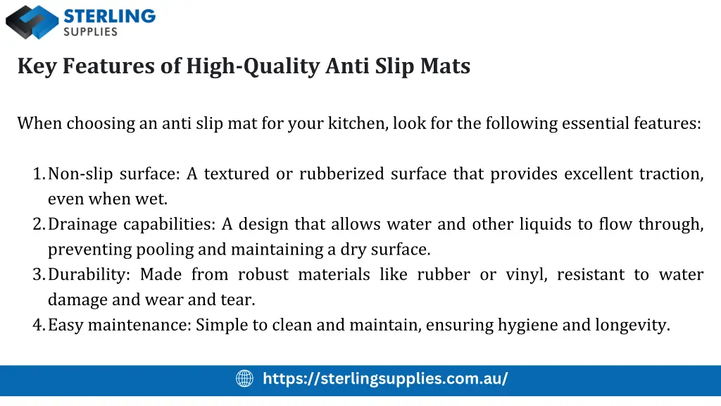 key features of high quality anti slip mats
